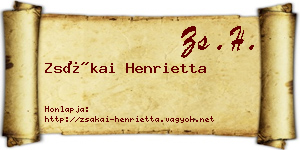 Zsákai Henrietta névjegykártya